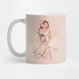 Single Line Face Art, Woman Face One Line Drawing Mug